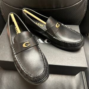 NIB! Coach Jolene Loafer Women's Shoes In Black Leather Size 5.5B/36B CK017